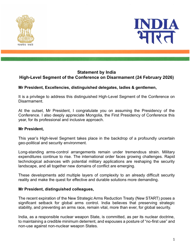 India at Conference on Disarmament, Geneva tweet media