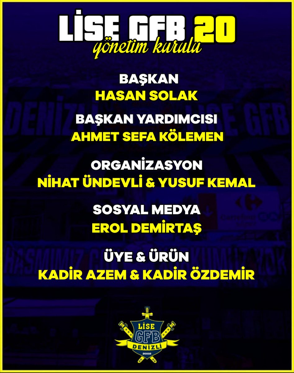 Denizli Lise GFB yeni yönetim kurulumuz. 

#LiseGFB20