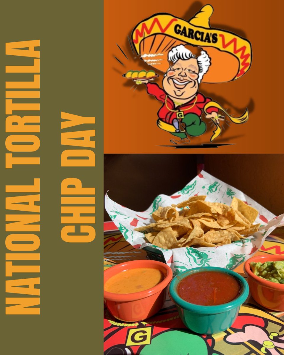garcia_kitchen's tweet photo. 🎉 Happy National Tortilla Chip Day! Come on down to Garcia's Kitchen and celebrate with us! Enjoy our crispy tortilla chips with your favorite salsa or guacamole!
Check out our menu 👉 https://t.co/IBVCrHggv4
#garciaskitchen #newmexicanfood #newmexicofood #newmexico #localeats https://t.co/uZKy3Fyqcd
