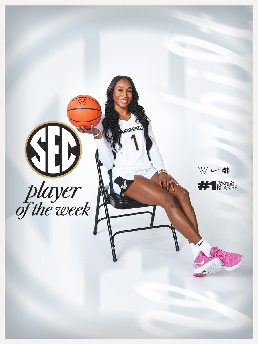 VandyWBB's tweet photo. Say 👋 to your 5-Time SEC Player of the Week Award Winner

@mikaylablakes sets the Vanderbilt record for most SEC POTW selections in a season 

⚓️⬇️ https://t.co/swqKYFqjIS