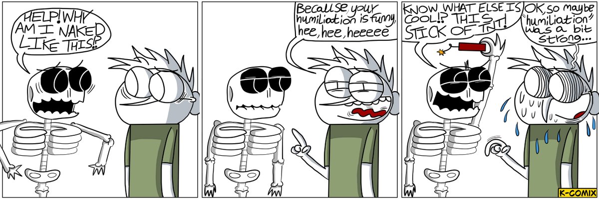 K_Comix's tweet photo. Comic 262: The Naked Skeleton Guy
#comics #comix #webcomics #webcomix #funnycomics #humor #skeleton #skeletoncomic https://t.co/xoSEtjkaVe
