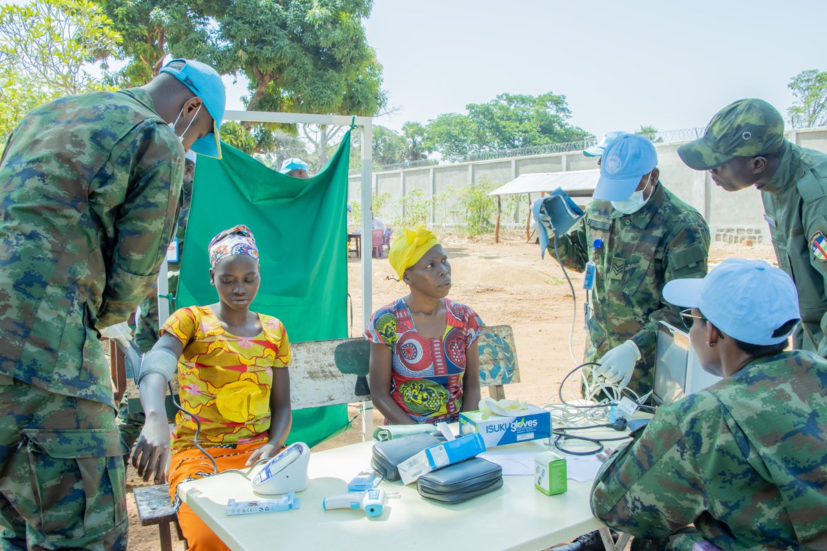 RwandaMoD's tweet photo. Rwandan peacekeepers serving under the United Nations Multidimensional Integrated Stabilization Mission in the Central African Republic (MINUSCA) in Bria today conducted a medical outreach at Bria Prison, providing free healthcare services to inmates as part of their continued commitment to civilian protection and community support.

The initiative was carried out by Rwanda Battle Group 8 in collaboration with the Rwanda Level 2 Hospital contingent, it aimed to address essential health needs within the prison community by offering a wide range of medical services, including internal medicine consultations, gynecological care, dental treatment, and other critical healthcare support.

The activity was attended by the Director of Bria Prison, Mahamat Adoum Salle; the Commander of the Rwanda Level 2 Hospital, Col Dr. Christian Mukwesi; and the Commander of Rwanda Battle Group 8, Lieutenant Col David Ngabonziza.https://t.co/IePTjDPUUh