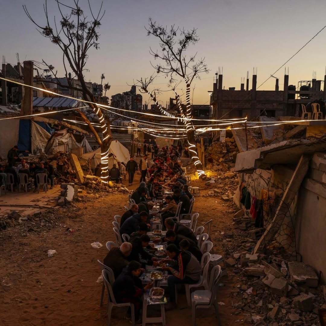 Faith and resilience: Iftar in the ruins of Gaza.