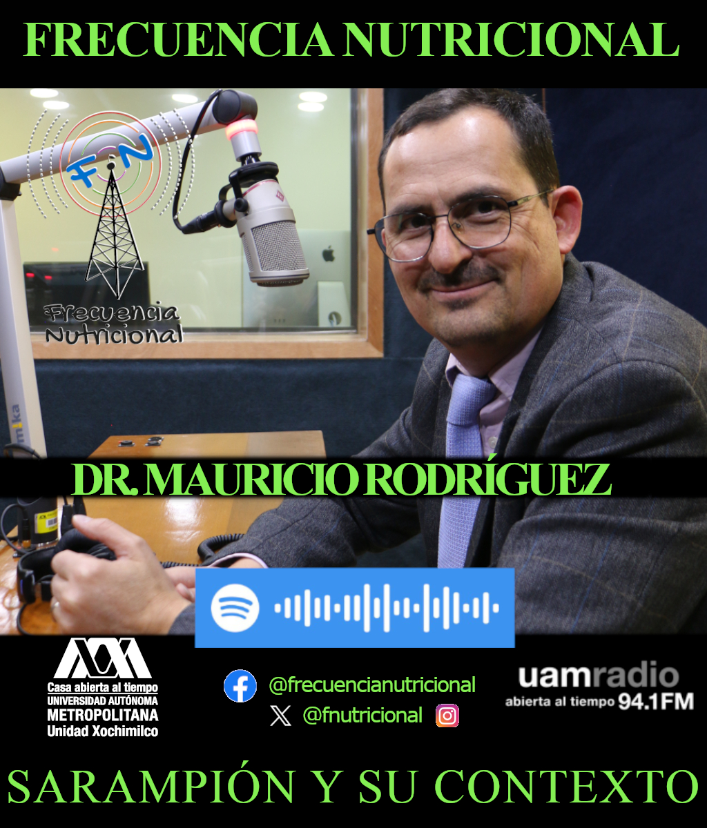 Ya está disponible la entrevista transmitida por <a href="/uamradiofm/">UAM Radio 94.1 FM</a> con el Dr. <a href="/maurodriguez/">Mau Rodríguez</a> profesor de la
<a href="/facmed_unam/">FACMED - UNAM</a> y vocero del programa universitario de investigación sobre riesgos epidemiológicos de la <a href="/unam_mx/">UNAM</a> abordando el tema: Sarampión y su contexto. Escucha el podcast en