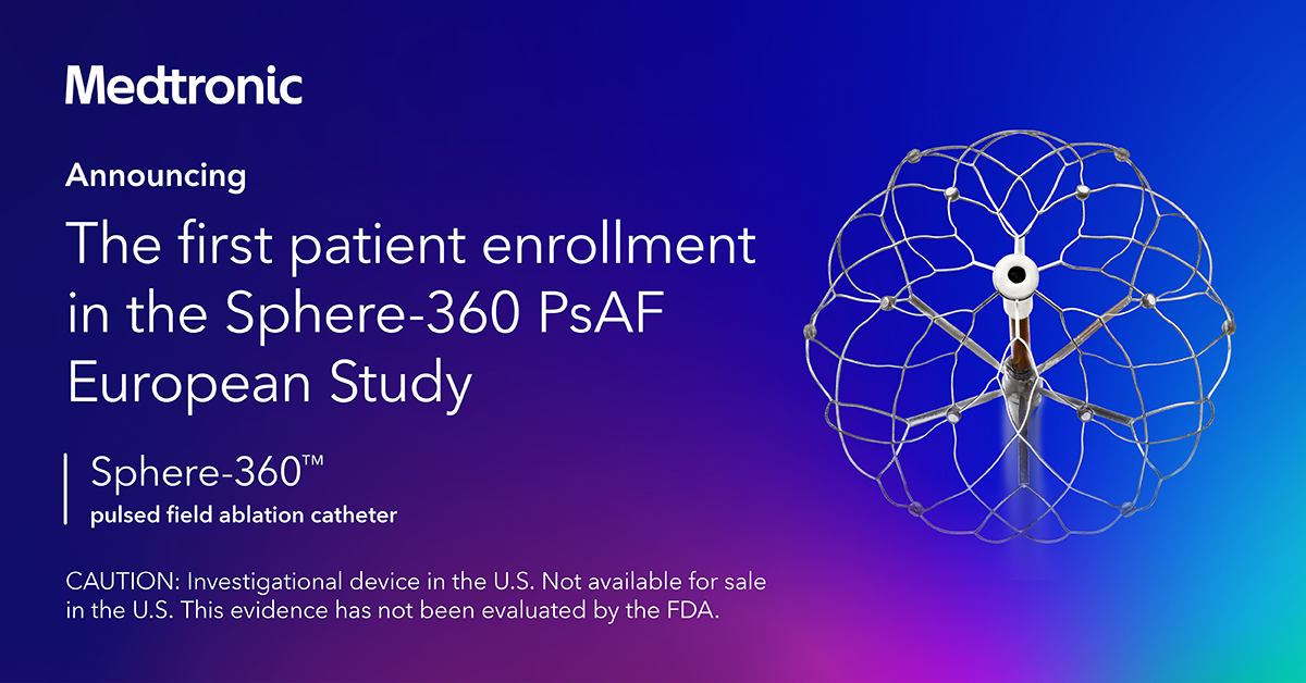 MDT_EPAblation's tweet photo. The first patient in the European study evaluating the Sphere-360™ pulsed field ablation catheter for treatment of persistent atrial fibrillation has been completed at @ikemcz in Prague, Czech Republic. 

Learn more: https://t.co/6lrHVRGMCd
#Sphere360 #Epeeps #PFA https://t.co/y5XyoOW1z1