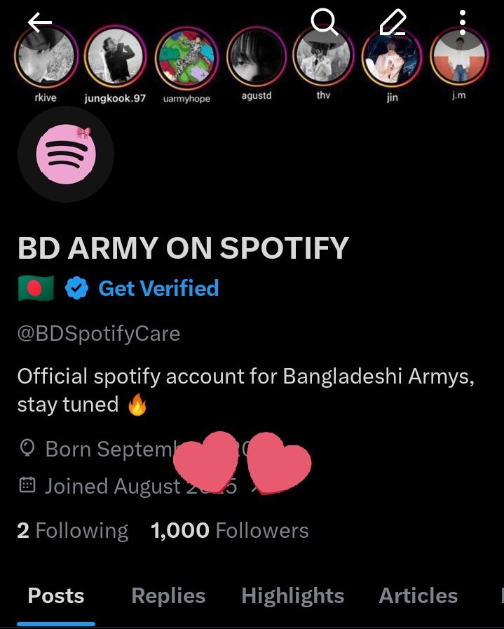 btsbdstreamers's tweet photo. Thank you so much for 1k followers, we're a thousand family now, let's work together Armys 🥺💜

To Bangtan, To Armys, Borahae 💜 https://t.co/TqmZVjpwzc