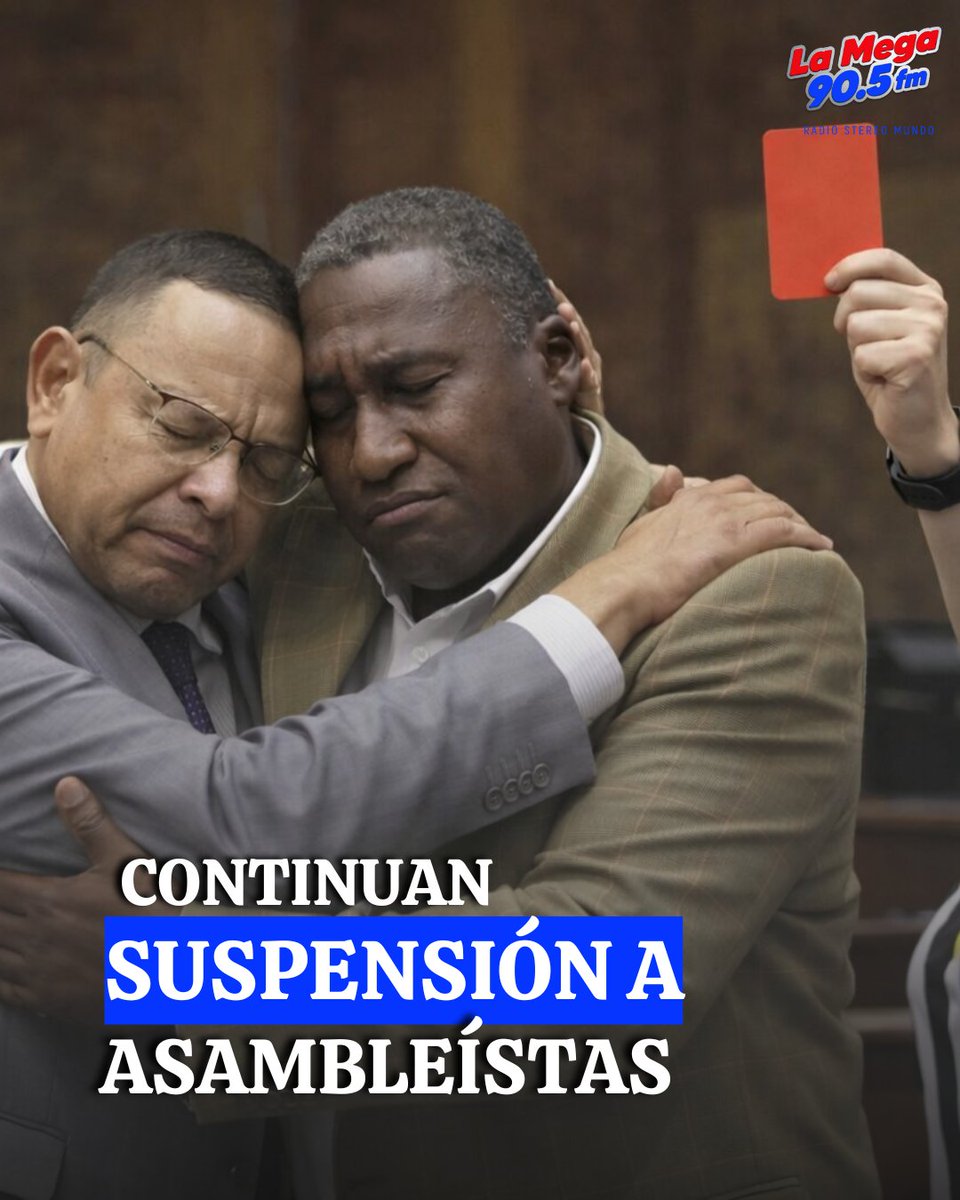 El CAL suspendió al asambleísta Ronal González y Roberto Cuero (<a href="/RC5Oficial/">Revolución Ciudadana</a>) por 31 y 30 días respectivamente.
Ambas medidas responden a quejas formales y buscan mantener el orden en la <a href="/AsambleaEcuador/">Asamblea Nacional</a> 
#LaMega #Ecuador #AsambleaNacional #Suspension #MundoNoticias #politica