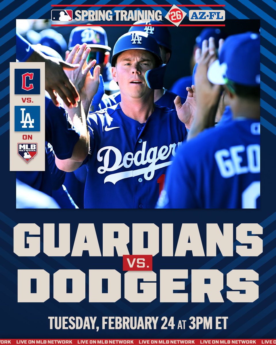The Dodgers host the Guardians next on MLB Network! ⚾