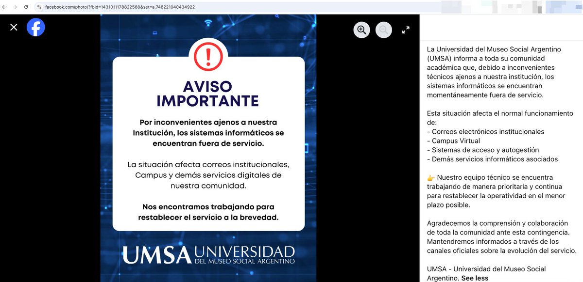 _venarixES_'s tweet image. El grupo #hacker ShadowByt3$ #ransomware habría #hackeado a la Universidad del Museo Social Argentino (@UMSA_Oficial), una universidad privada en #BuenosAires, #Argentina 🇦🇷...
Monitorea este incidente en #VenariX ➡️ venarix.com
#Ciberataque #infosec #educacion
