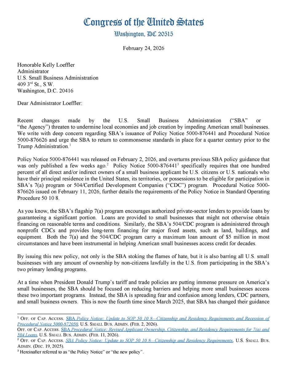 House Committee on Small Business Democrats tweet media