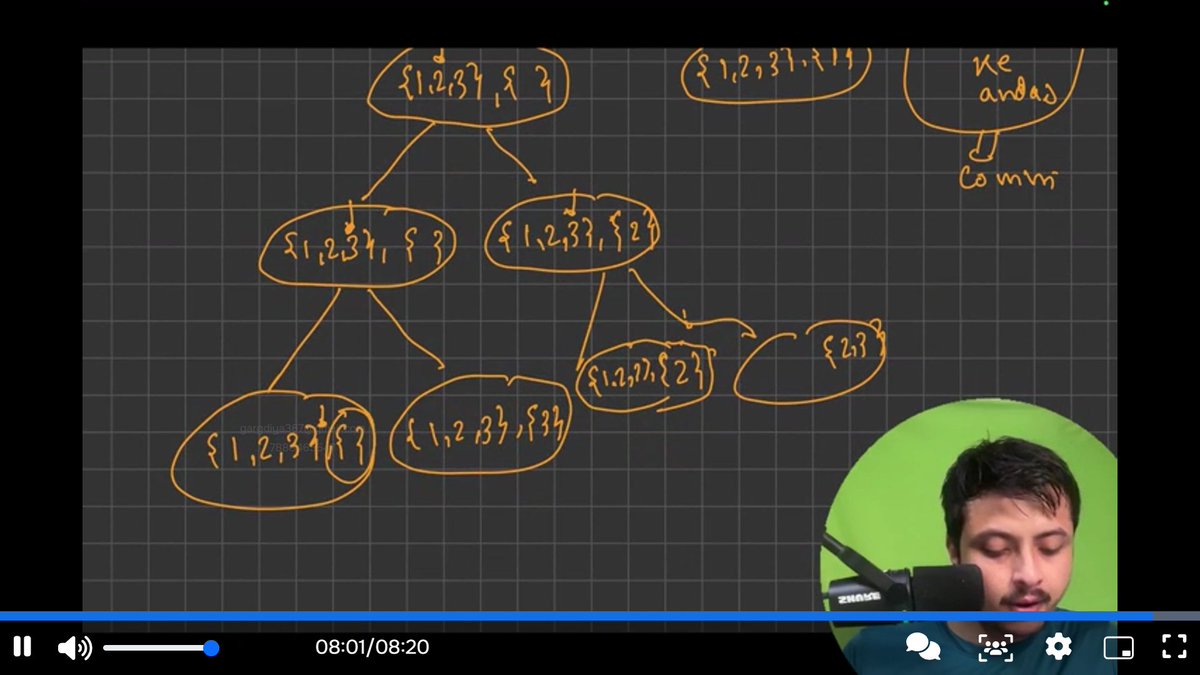 gargdiya367's tweet photo. #Lecture37 of STRIKE DSA by @rohit_negi9
Today Problems Covered:
1. Subsets.
2. Count Ways.
3. Permutations.
#strikecoderarmy #dsaproblems
#codingpractice #recursion https://t.co/3IumYw3Bxd