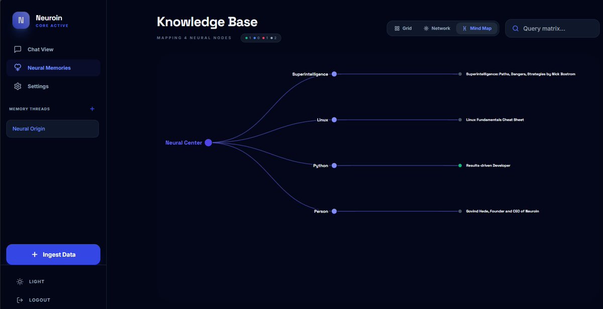 GovindHede's tweet photo. Building a personal AI memory — save thoughts, links, PDFs, and ask questions later. AI answers only from your memory, not the internet. Your second brain, but private 🧠📷 #BuildInPublic #ai #softwareengineer  
want your Feedback
Try for free ➡️ https://t.co/i9UKrEhnqP https://t.co/rbO2OoXB4c