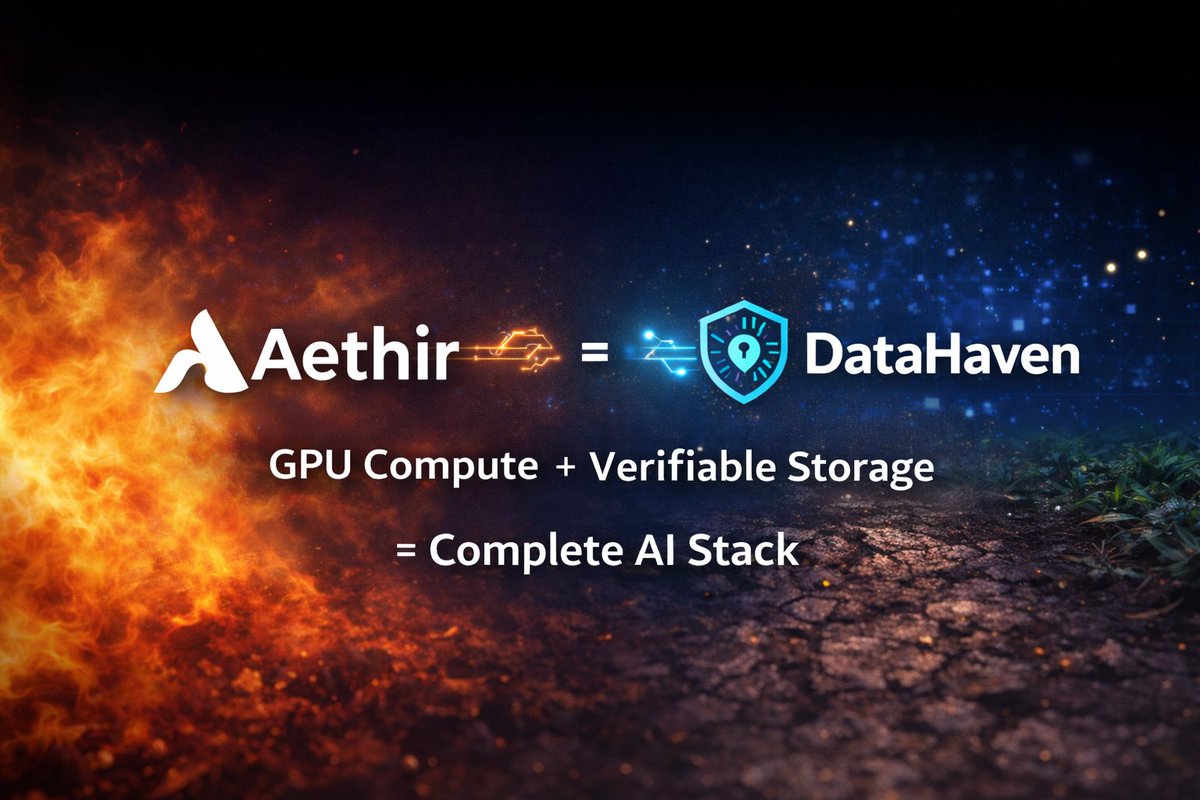 mohammad1368431's tweet photo. GPU compute + verifiable storage = complete AI stack! Excited to see how @AethirCloud + @DataHaven_xyz empower AI builders with the tools they truly need. #AI #Decentralized https://t.co/AEF6Z7BJO5