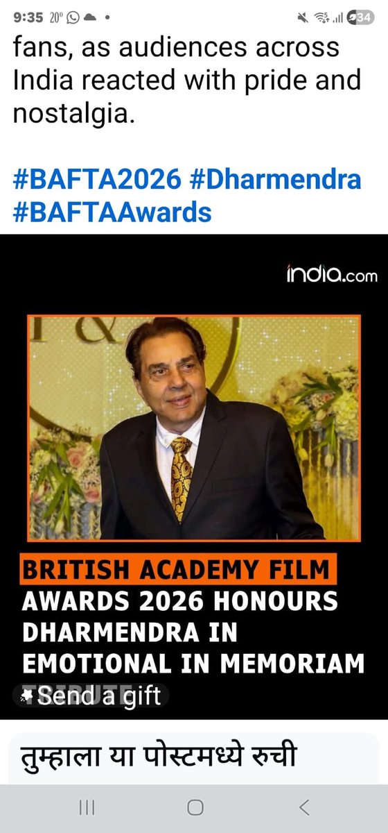 So proud of this international recognition of Dharam ji’s contribution to the film industry