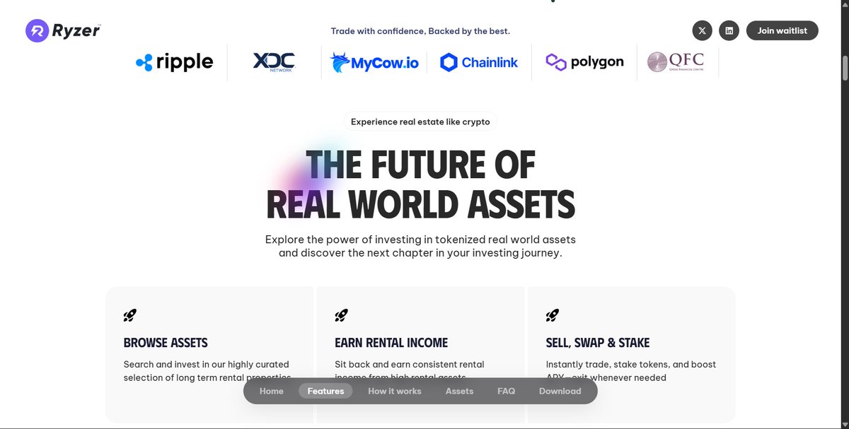 GridCognitive0's tweet photo. 🧵
1️⃣ #Ryzer is redefining access to high-value #RWAs by enabling fractional ownership through blockchain tokenization, allowing investments from as little as $100.
🔗 https://t.co/Ik1a6Zlakh
#XDC #Blockchain #ETH #Ripple #Tether #Polygon @XDCNetwork @Ryzer_app https://t.co/kpfqQiaArL