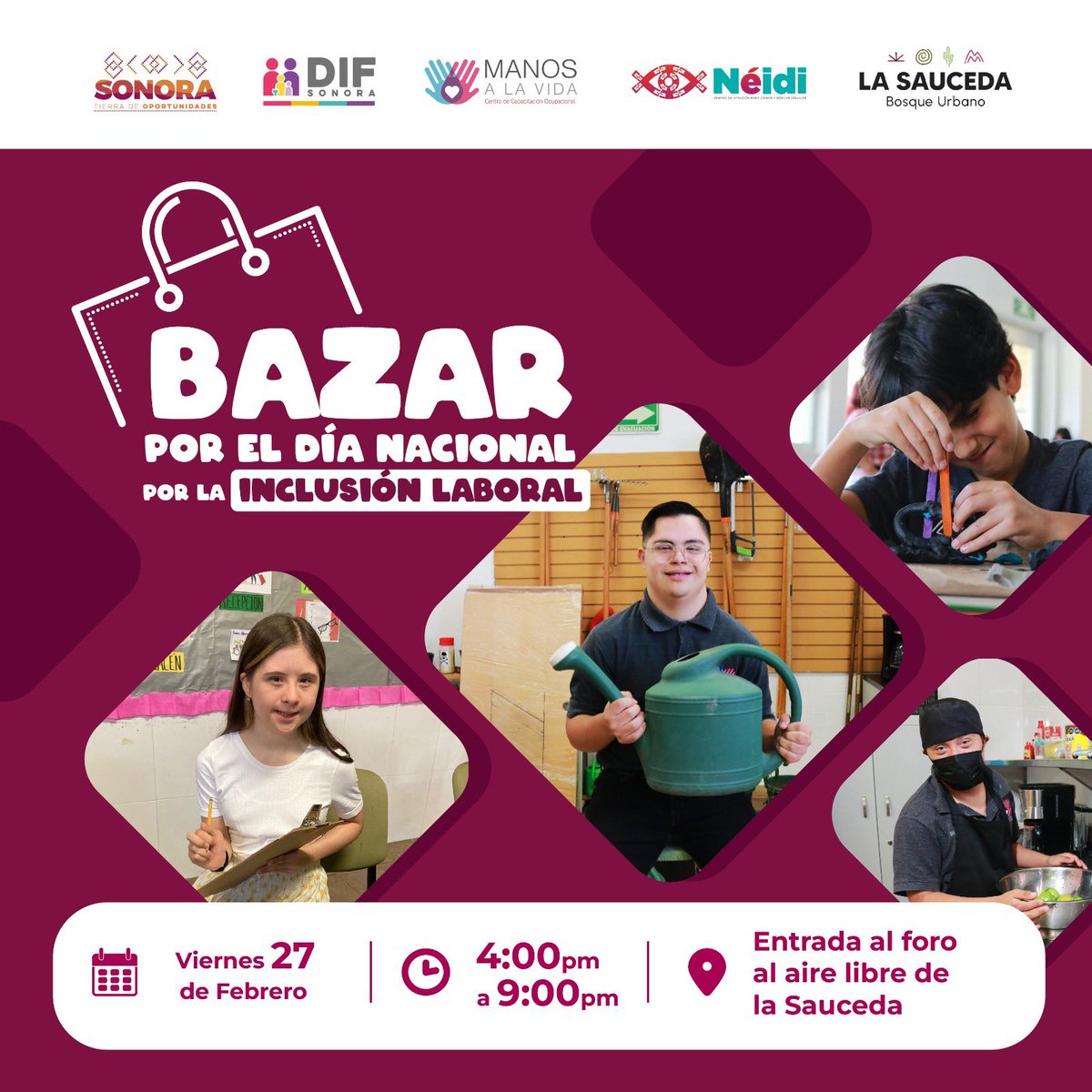 Este viernes celebremos juntos el Día de la Inclusión Laboral en el Parque Urbano La Sauceda. 💚

Ven y conoce el bazar creado con esfuerzo y corazón por estudiantes del Centro de Capacitación Ocupacional Manos a la Vida.

Tu apoyo impulsa oportunidades reales.