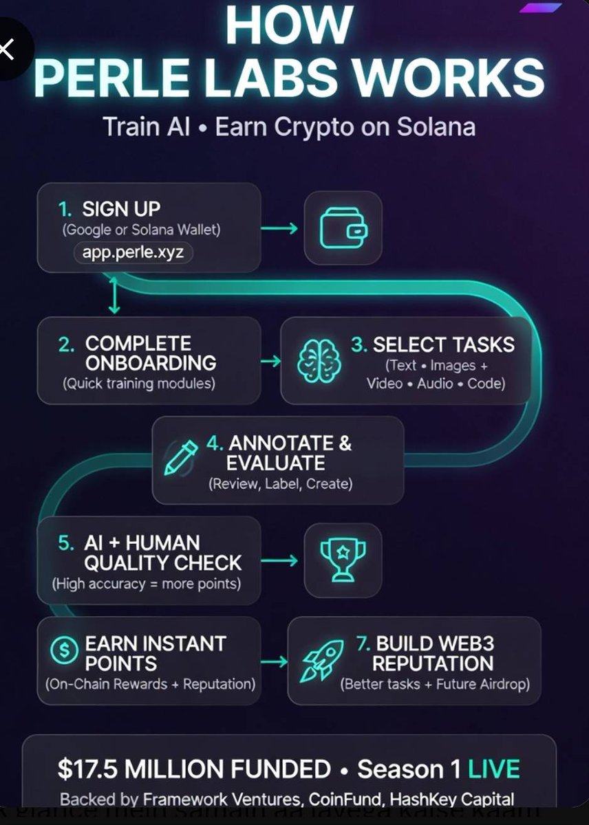 ◼️ What is Perle Labs?  <a href="/PerleLabs/">Perle Labs</a>
A Web3 platform where experts review, label, and evaluate high-quality data for AI companies.  Supported formats:

• Text
 • Images 
• Video
 • Audio 
• Code 
 Every contribution is logged transparently on Solana → instant rewards +