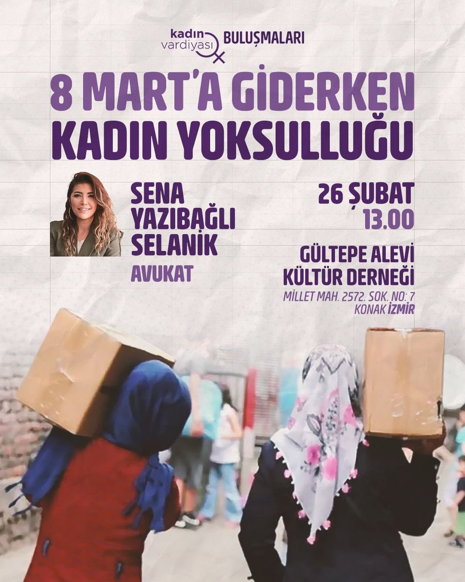 Kadın Vardiyası buluşmaları devam ediyor. 

Avukat Sena Yağıbazlı Selanik ile “8 Mart’a giderken: Kadın Yoksulluğu” başlıklı söyleşimizde bir araya geleceğiz. 

Kadınlar için yoksulluk yaşam mücadelesi demek. Kadınların yaşam haklarını ve 8 Mart’a giderken nereden güç aldığımızı