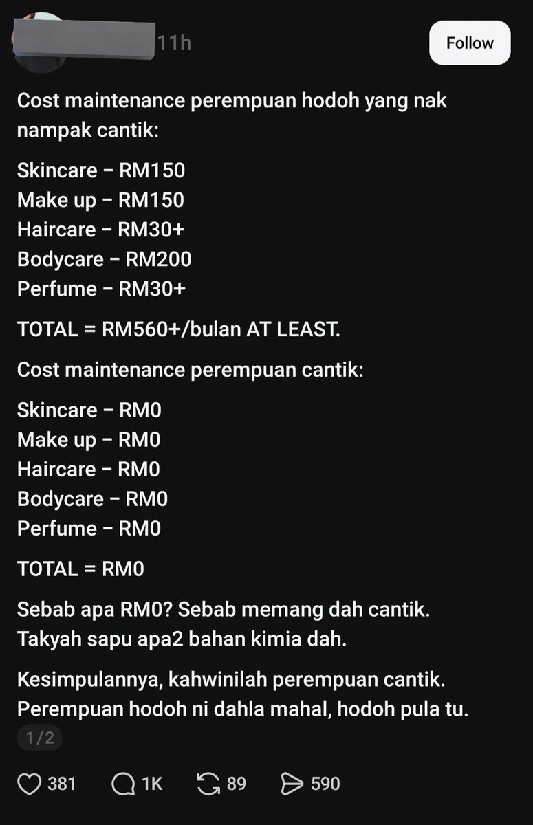 Another way to say that you can’t afford things for a girl. 🥱 

Contoh: