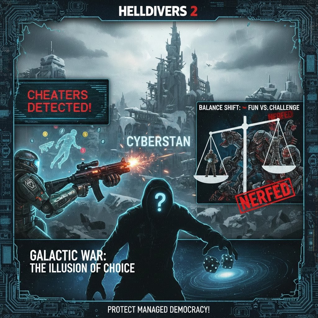 Lille_2k06's tweet photo. @helldivers2 @ThiccFilA_ #HELLDIVERS2 🙏🏻no MOOre🐂💩 ie #cheaters #devs #FAIL ing #CYBERSTAN
Implement anti-cheat measures protecting #GalacticWar w/o sacrificing game performance. Move past "nerf cycle" 2 maintain heroic power fantasy. Ensure story shaped by player effort, not Game Master mandates. https://t.co/WXaZAceXgz