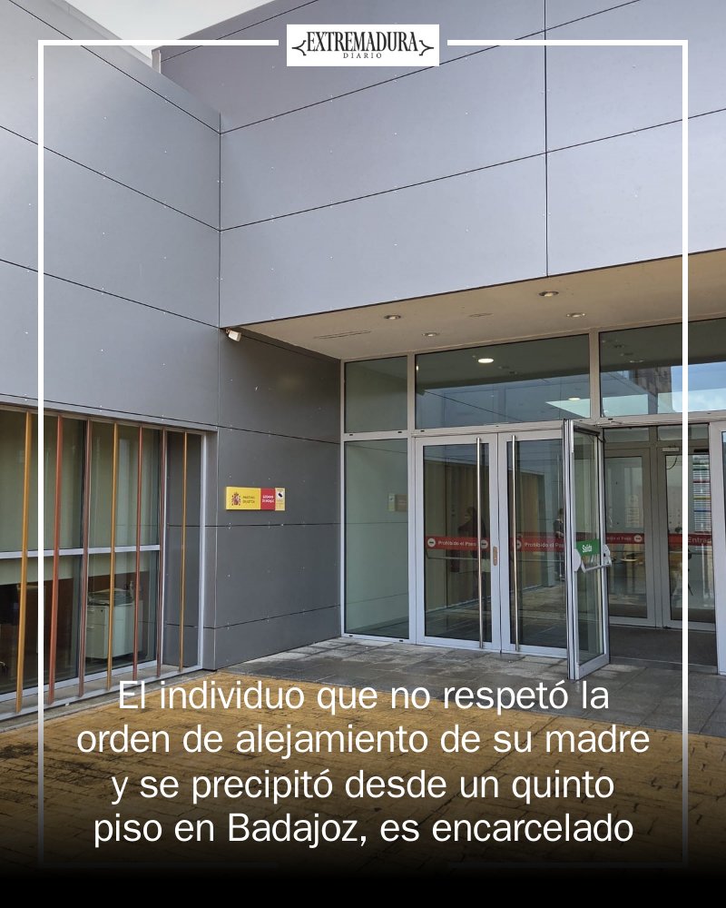 🚨 ¡Impactante caso desde Badajoz! Un hombre que quebrantó la orden de alejamiento hacia su madre se precipitó desde un quinto piso. La justicia ha dictado seis meses de prisión. La ley es clara y la seguridad familiar es primordial. 🏛️ #Badajoz #Justicia mrf.lu/hpGl