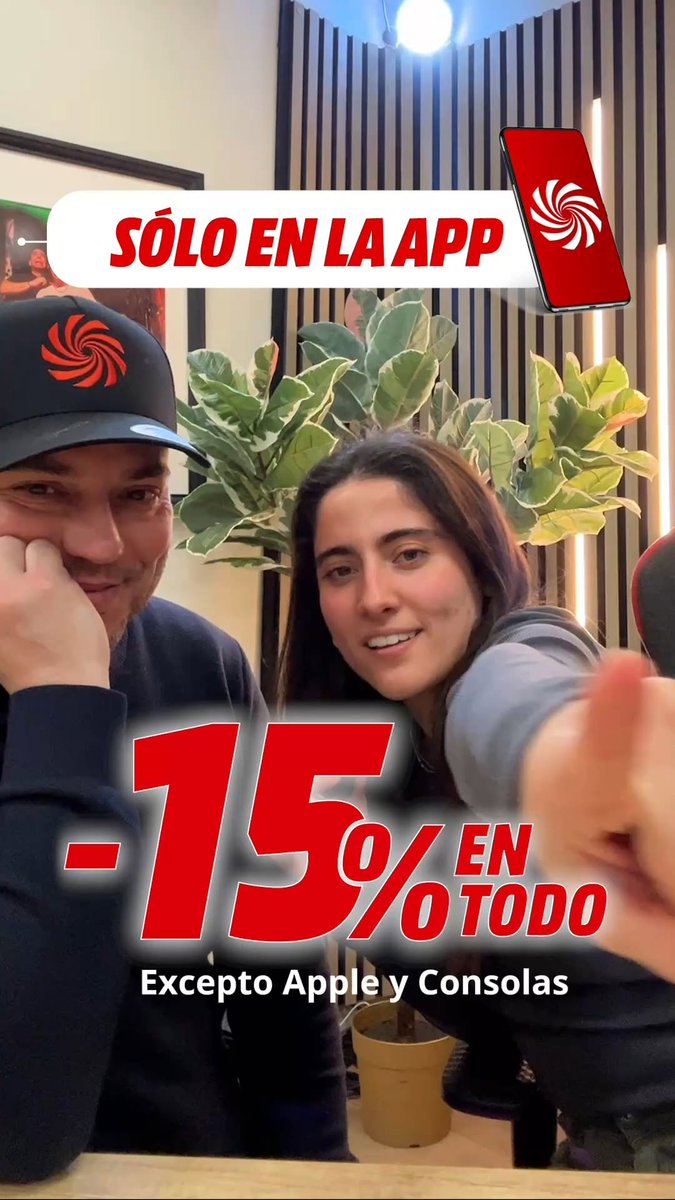 elequipooferta's tweet image. ‼️15% de #DESCUENTO en la #APP de @MediaMarkt_es‼️

✖️ Excepto #Appe y consolas

📅 ¡¡ Últimas horas !!