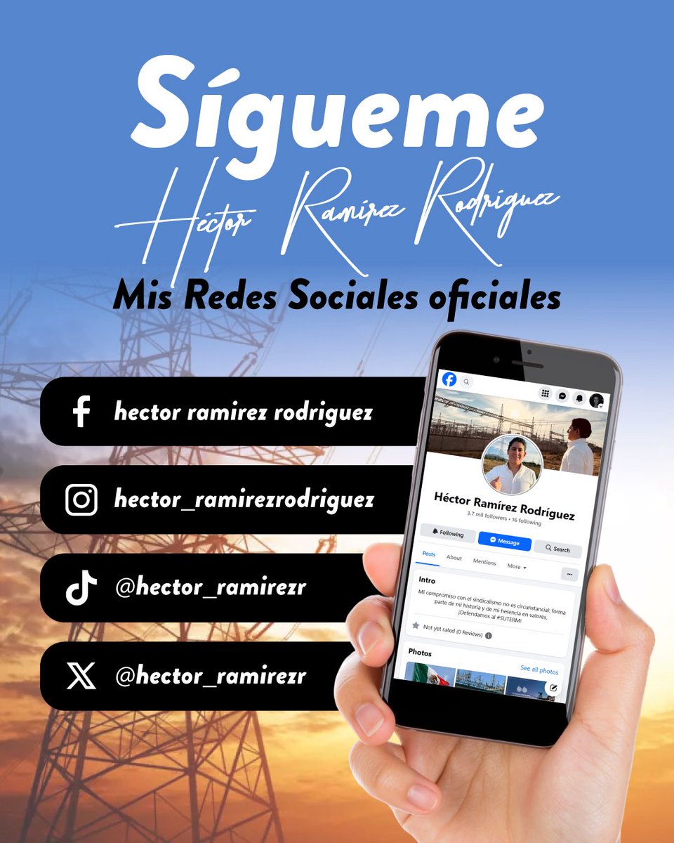 hector_ramirezr's tweet image. ¡Conectemos de manera directa y transparente! 👷🏻‍♂️⚡️

Sígueme en mis redes sociales oficiales y mantente informado de cada acción, cada proyecto y cada paso que damos por el bienestar de nuestra comunidad.

Tu participación fortalece este esfuerzo.

#Suterm #CFE