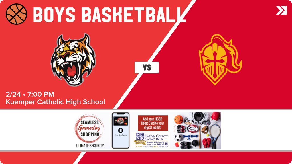 Boys Basketball (Varsity) Game Day! - Check out the event preview for the The South Hardin Tigers vs The Kuemper Catholic Knights. It starts at 7:00 PM and is at Kuemper Catholic High School. gobound.com/ia/ihsaa/boysb…