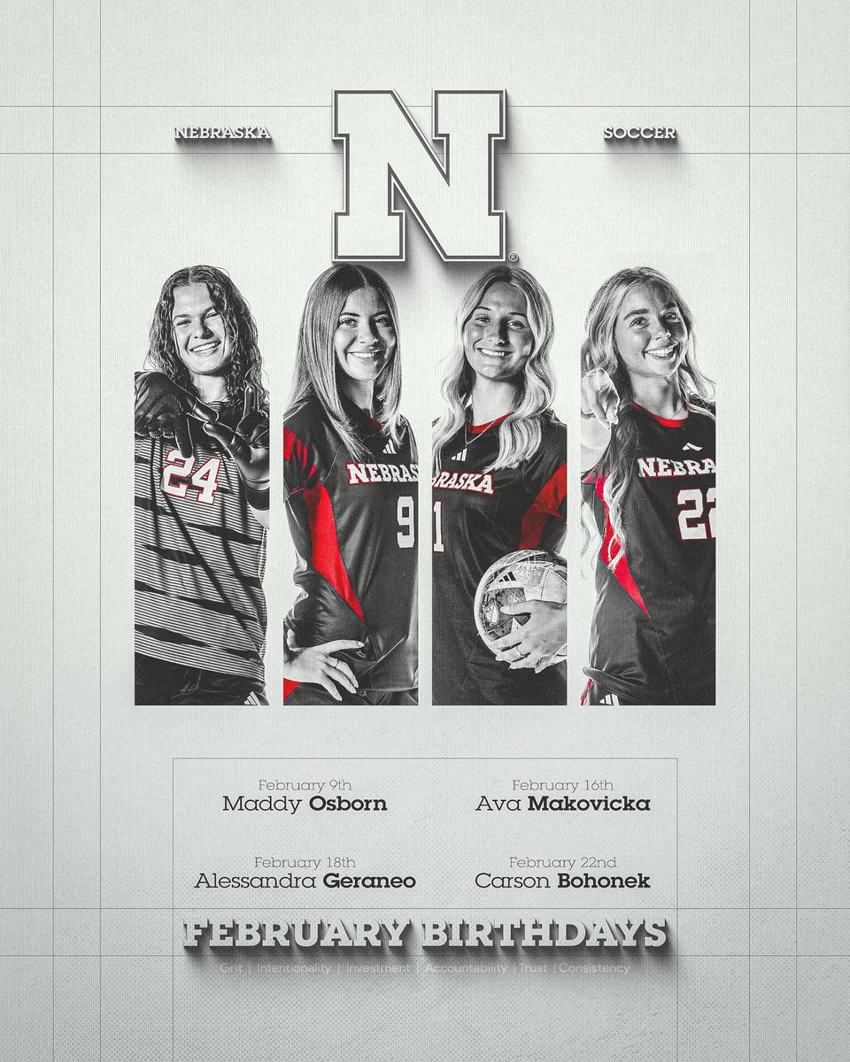 HuskerSoccer's tweet photo. February birthday spotlight. 🥳🎂 https://t.co/UiEjQKWYP3