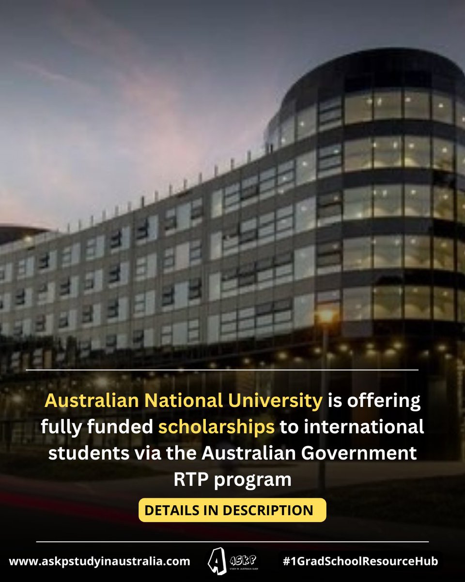 Australian National University Offers RTP Scholarship for Research Students (Domestic &amp; International)

✅ Fully Funded RTP Scholarship
✅ Stipend: $39,069 per year
✅ Deadline: 16 April, 2026

Thread
1/n👇