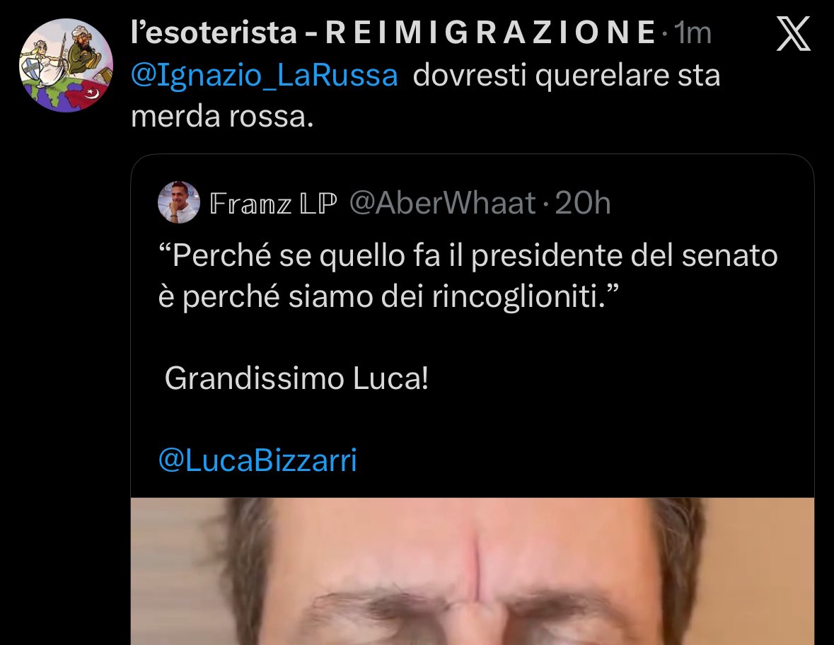 Chissà chi dovrebbe querelare #LaRussa secondo <a href="/LeleLele57/">l’esoterista - R E I M I G R A Z I O N E</a>. E chissà perché.