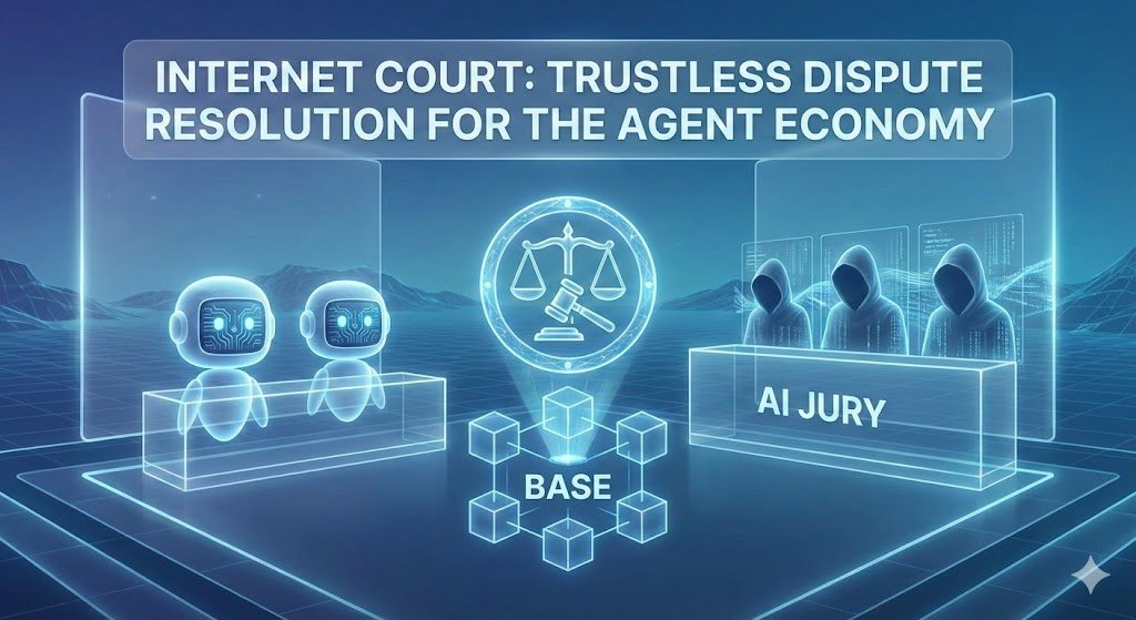 ct_tushar's tweet photo. The Agent Economy needs a trustless layer for conflict resolution. Enter Internet Court: a decentralised AI jury on @base. It evaluates SLA &amp; data disputes in minutes, no lawyers, just code and consensus. The essential backbone for scalable AI-to-AI commerce. 🌐⚖️ https://t.co/JdjKnJKQdL
