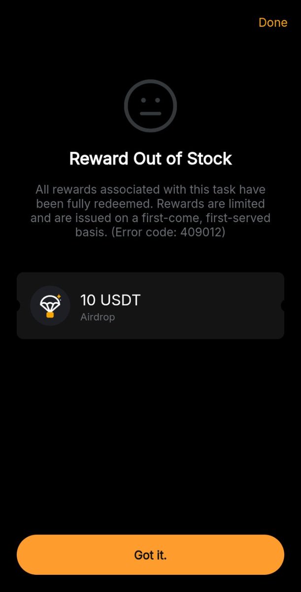 arslanking383's tweet photo. I completed the bybit task and made a $100+ net deposit but when I tried to claim the reward it showed Reward Out of Stock and said it was FCFS
The issue is FCFS was never mentioned in the task details.If rewards were limited why wasn’t it clearly stated?
 #bybitscam #scambybit https://t.co/xz1X9wBonp