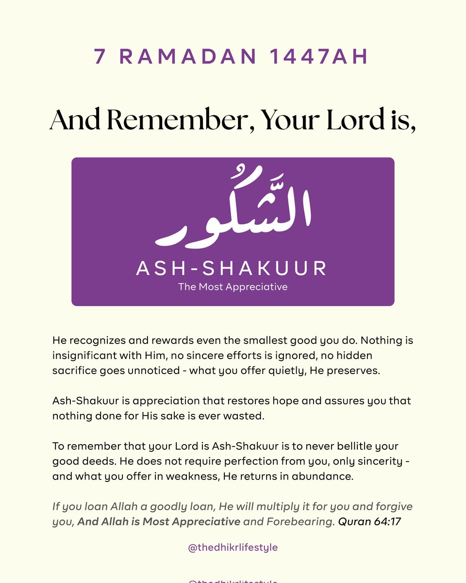 And remember, your Lord is Ash-Shakuur.

He appreciates effort, not perfection.