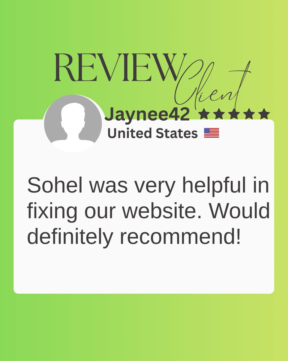 dev_sohel07's tweet photo. Client Feedback

“Sohel was very helpful in fixing our website. Would definitely recommend!”

Grateful for the trust and thrilled to help clients get their websites performing seamlessly again.

#ClientFeedback #HappyClient #WebDesign #WebDevelopment #MdSohelRana #Webdeveloper https://t.co/zKMQs5MEFE