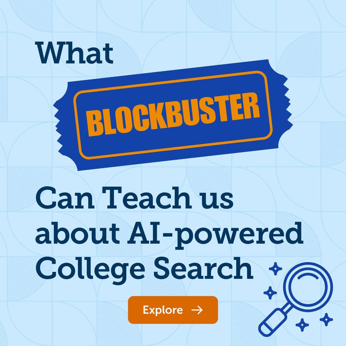 EAB's tweet image. Blockbuster failed because it thought it had time. #Enrollment leaders are facing a similar moment with AI.

Nearly half of college-bound students are using it to research and compare schools. In our latest article, we outline four possible #AI-powered search scenarios and eight