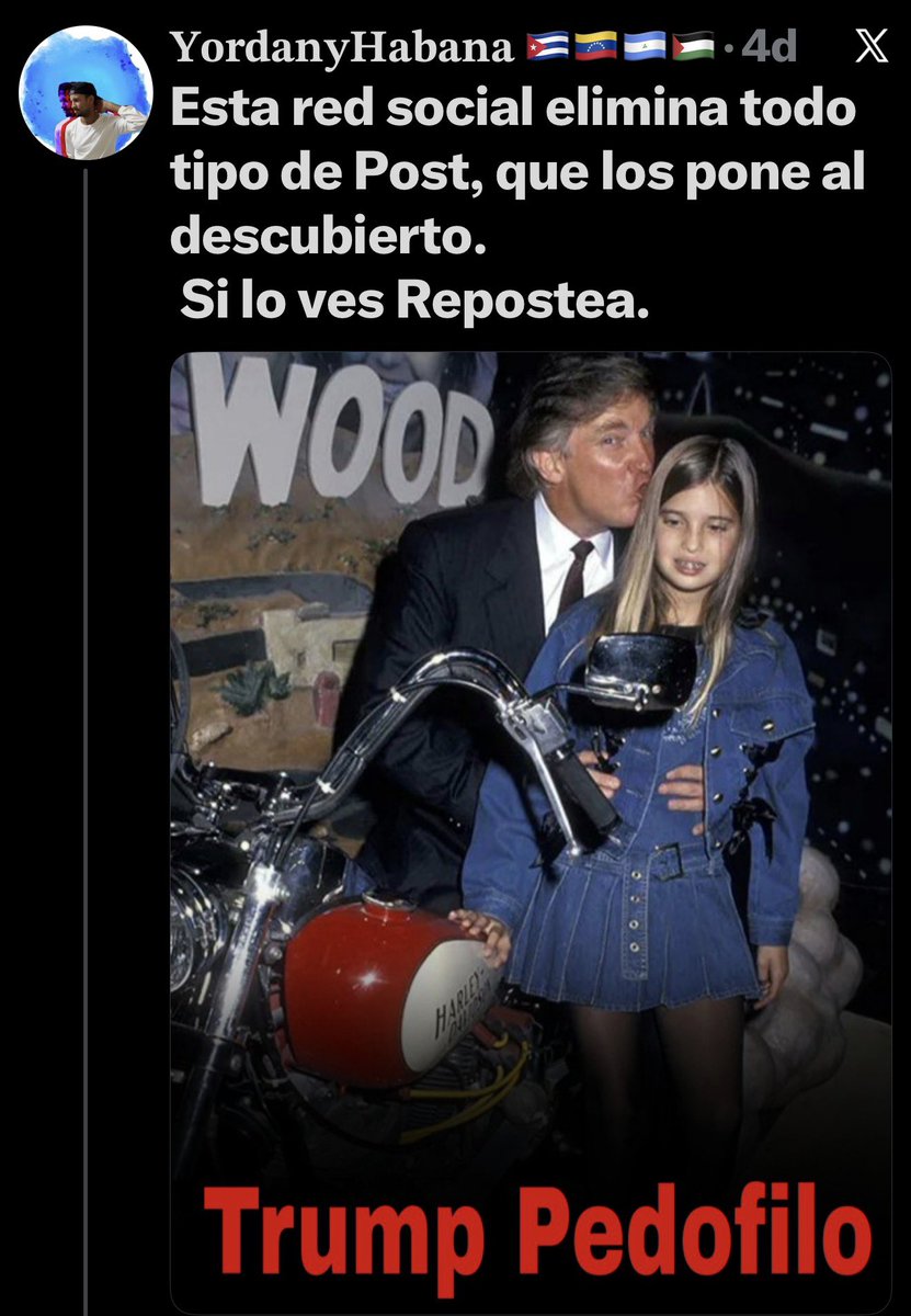Tan desesperados está la izmierda mundial que tienen que mostrar una imagen de Trump con su hija Ivanka para decir que es un pedófilo. 
Cero pruebas de que lo sea, a pesar de las denuncias desestimadas. 
Es más, Trump denunció a Epstein en 2006 a la policía de Florida, al darse
