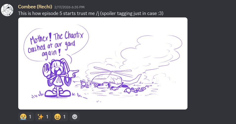 *Chaotix Casefiles Spoilers*
-
I drew this last week after episode 4 as a joke. No way I predicted this😭 /hj