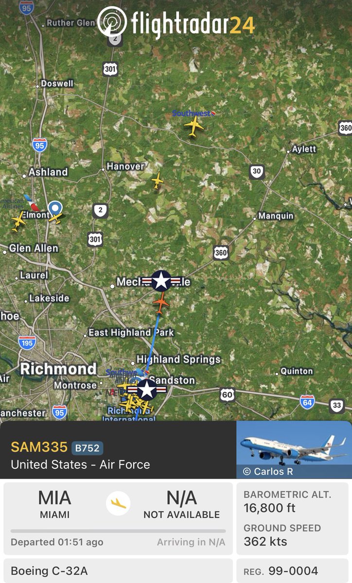 SouthSoxWire's tweet photo. BREAKING: Iconic moment as Team USA travels on Air Force 2, they are making their decent into Joint Andrews Base airport (JBA). They departed from Miami (MIA) close to 2 hours ago, and will be attending tonight’s State of the Union. En-route to meet President Trump! 🇺🇸 #USA #SOTU https://t.co/RDP2BTEOc3