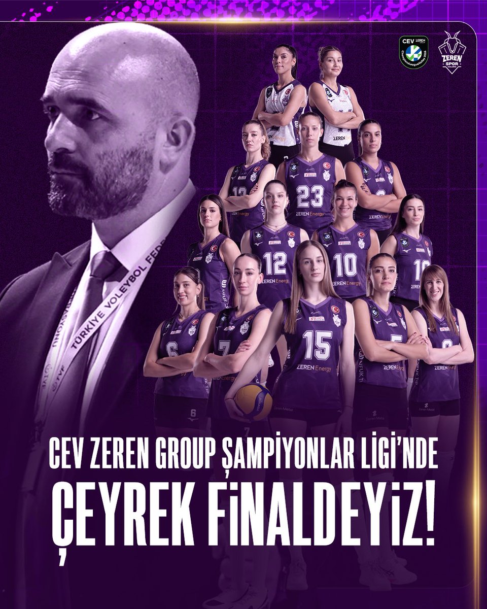 🇹🇷CEV ZEREN GROUP ŞAMPİYONLAR LİGİ’NDE ÇEYREK FİNALDEYİZ! 💜

Şampiyonlar Ligi’ni başkente getirdik, şimdi hep birlikte çeyrek finale yürüyoruz! 🧿 

Biz bu takımla çok gurur duyuyoruz! ✨ 

#CLVolleyW
#goatsofcapital #keepbelieving