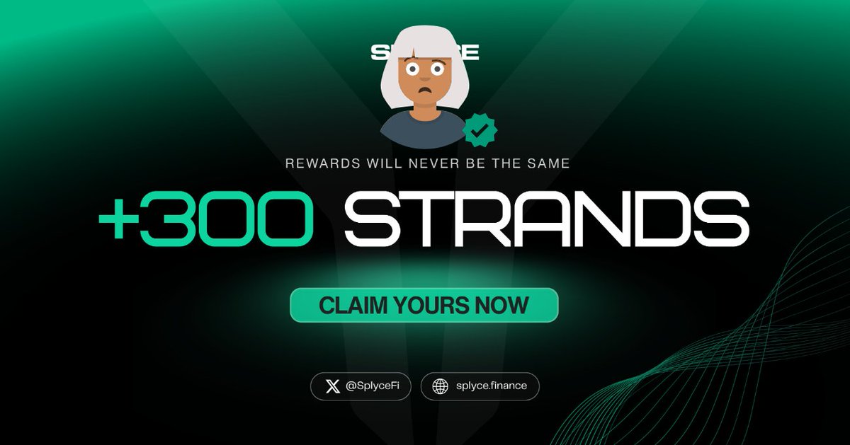 300 Strands claimed. 

Real-world yield is coming to Solana with <a href="/SplyceFi/">Splyce Finance</a> 

Feels good to be early.

Your turn: solana.splyce.finance/rewards?ref=43…