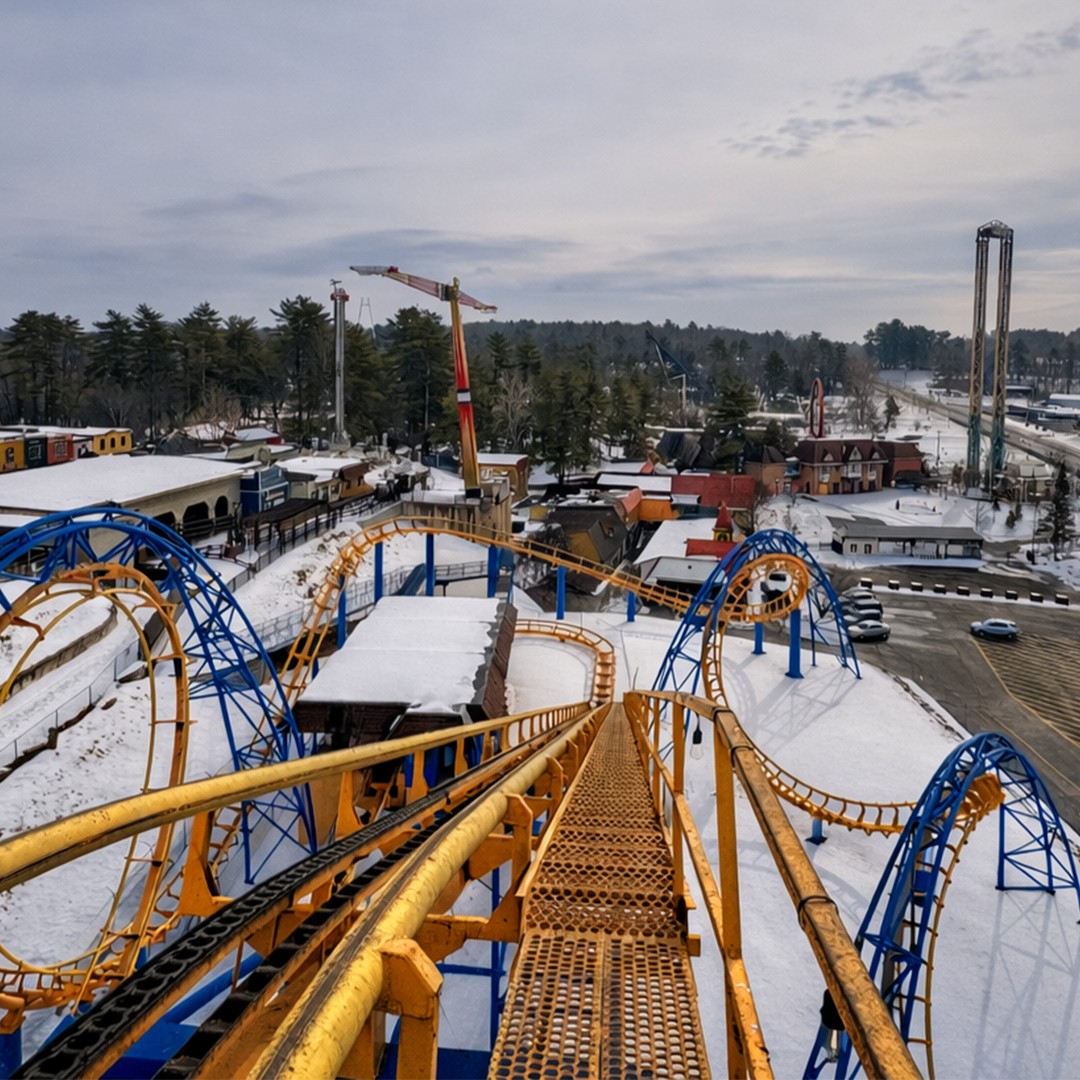 greatescapetp's tweet photo. Snowy twists, frozen loops, and views we can’t wait to ride again. ❄️🎢

#SixFlagsGreatEscape #LakeGeorgeNY #Adirondacks #RollerCoaster #WinterInNY https://t.co/PllUEaG0bt