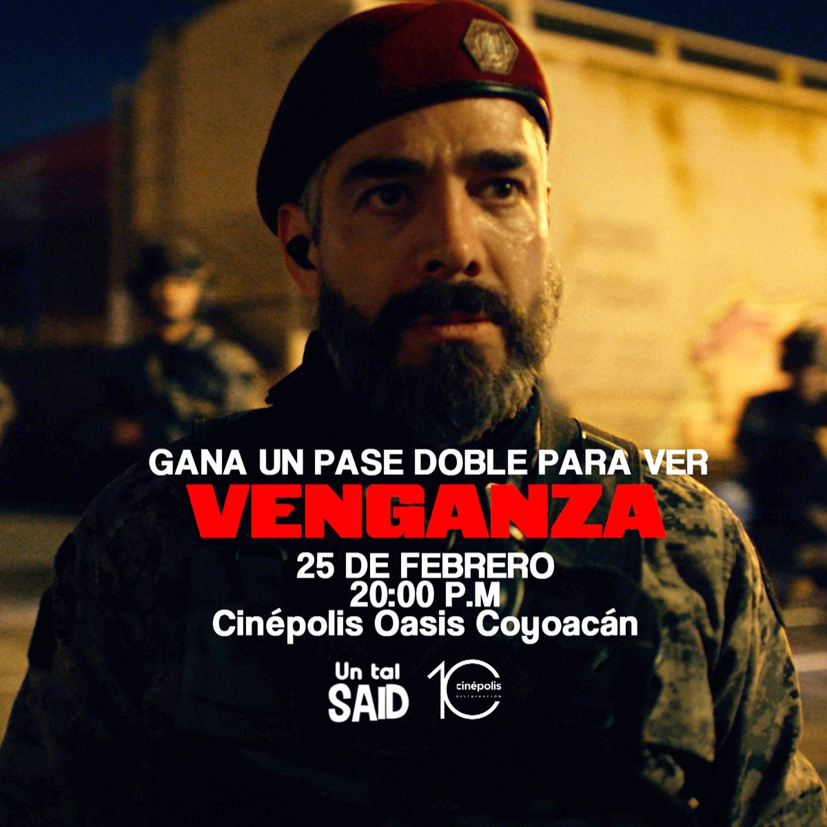 ElTalSaid's tweet photo. Gracias a @CinepolisDist tenemos 10 PASES DOBLES para la premiere de #Venganza, protagonizada por @OMARCHAPARRO y Alejandro Speitzer. 🍿

La función es este MIÉRCOLES 25 de FEBRERO a las 20:00 P.M en Cinépolis Oasis Coyoacán.

Válido para CDMX y Área Metropolitana. 🇲🇽

Las primeras 10 personas que sigan correctamente la siguiente dinámica ganan:

1. Dale like y RT al post
2. Sigue a Un tal Said y @CinepolisDist en X
3. Responde en los comentarios las siguientes preguntas:

- ¿Cuál es su fecha de estreno y quién la distribuye?
- Menciona tu película favorita de Omar Chaparro

Los más rápidos ganan.
