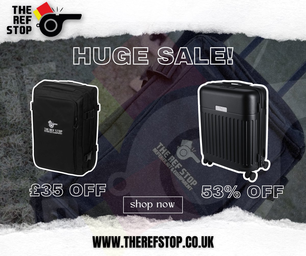 TheRefStop's tweet photo. 🚨 HUGE SALE ALERT! 🚨

Gear up for match day with our Ref Stop Roller Bag and Puma Roller Bag — now at unbeatable prices! 

⚡ Limited time only – don’t miss your chance to grab these essentials at a steal!
👉 Shop now: https://t.co/DkHHg94FZv https://t.co/mBne80tP79