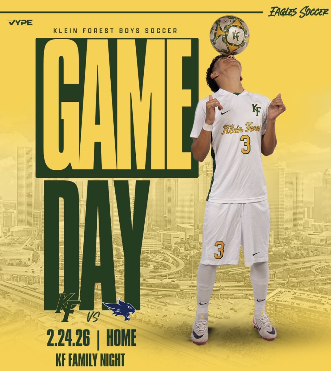 SoccerForest's tweet photo. It’s Gameday #IntheForest 
📅 2/24
🏟️ Klein Forest High School 
⏰ JVB 4:30/JVA 5:45/Varsity 7:30
🆚 Tomball Memorial
#EagleUp #EarnTheRight https://t.co/AsnpcPJzbZ