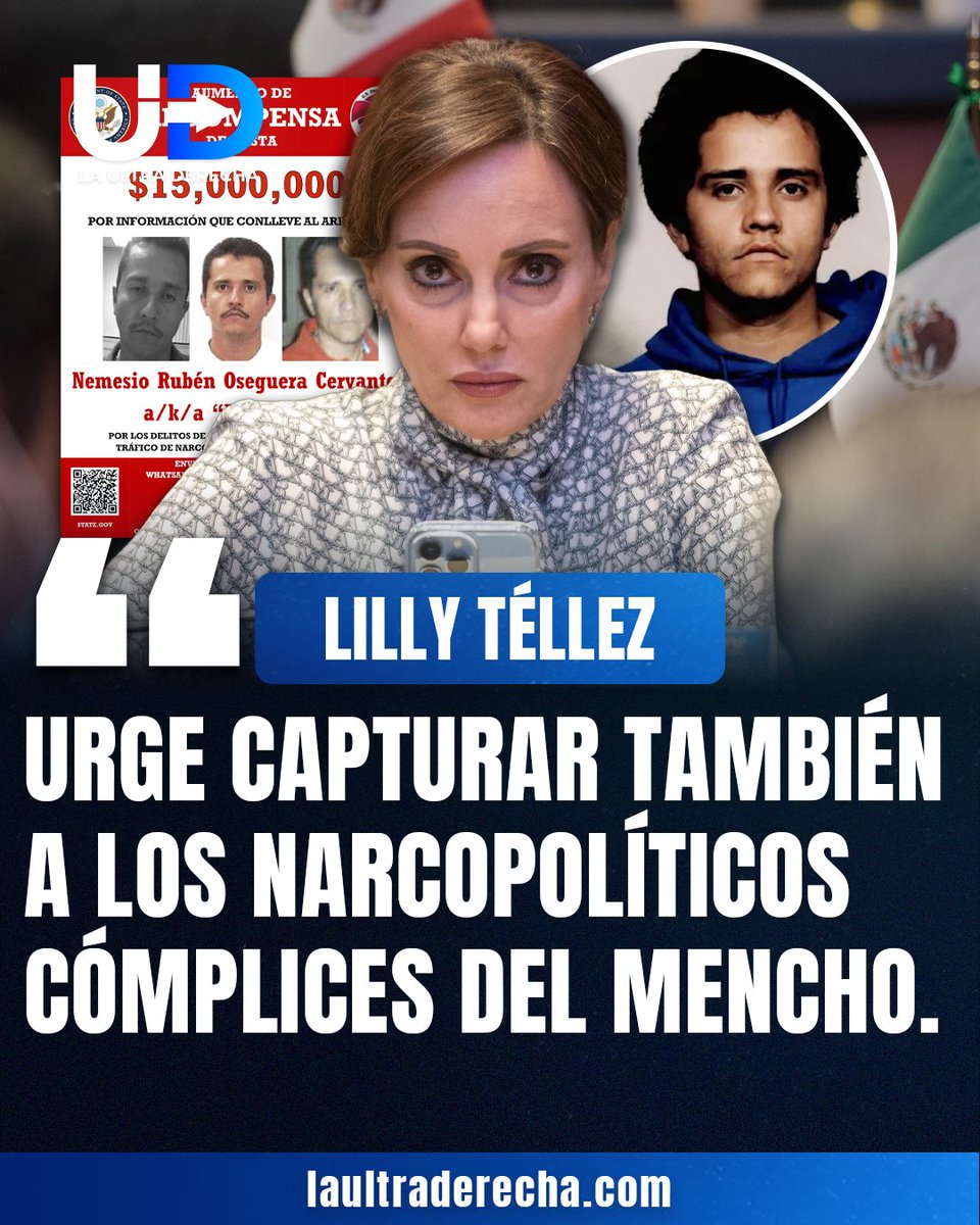 🇲🇽|🚨¡ÚLTIMA HORA! La senadora de derecha, <a href="/LillyTellez/">Lilly Téllez</a>, exigió que las investigaciones no se limiten a líderes criminales y alcancen también a funcionarios coludidos con el crimen organizado.

“Urge que capturen también a los narcopolíticos cómplices del Mencho.”