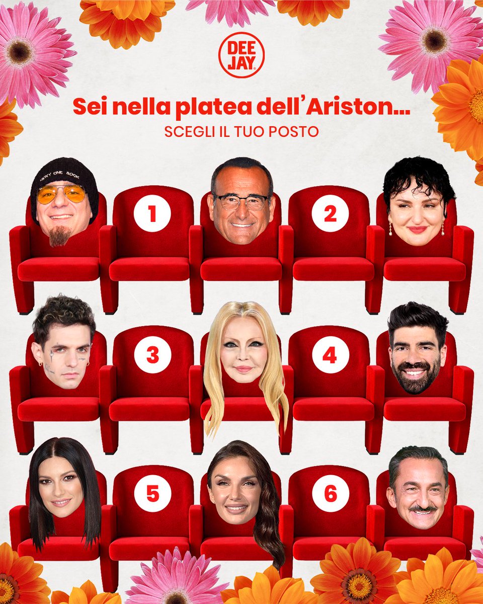 radiodeejay's tweet image. Today is the day! ✨ Dove ti siedi per assistere alla prima serata di Sanremo? 👇🏻

#Sanremo2026 #gioco #radiodeejay