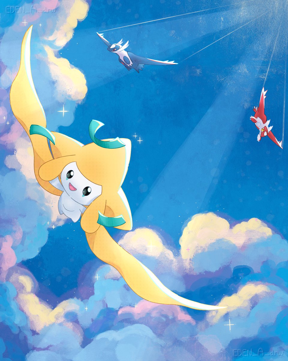 Jirachi VS Latios and Latias 

Even though the competition is over, I still finished my artwork 💫

#RivalclayCullingGames #art #pokemonfanart
