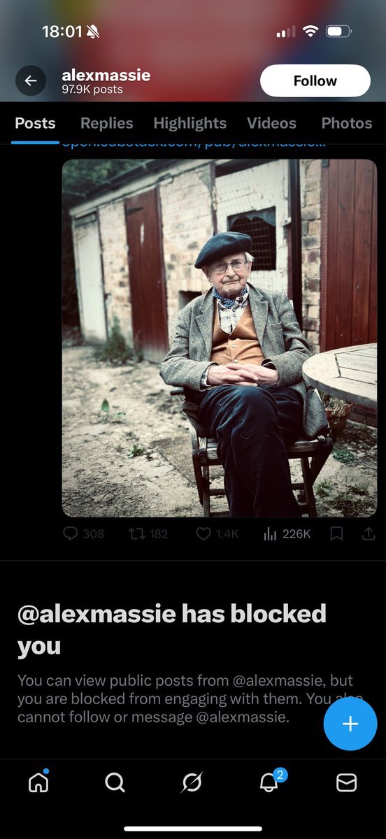 Alex Massie has blocked me <a href="/thetimes/">The Times and The Sunday Times</a> columnist blocks a wee taxi driver from Falkirk. Why? Cause he’s a fucking liar working for the establishment and these rags.
