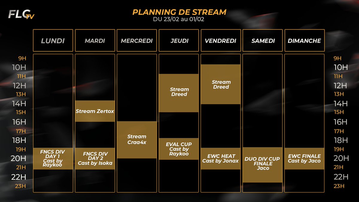 Une semaine grandiose qui s'annonce...

Le contenu sera au rendez-vous ! 😎

#FLCForEver ⚔️